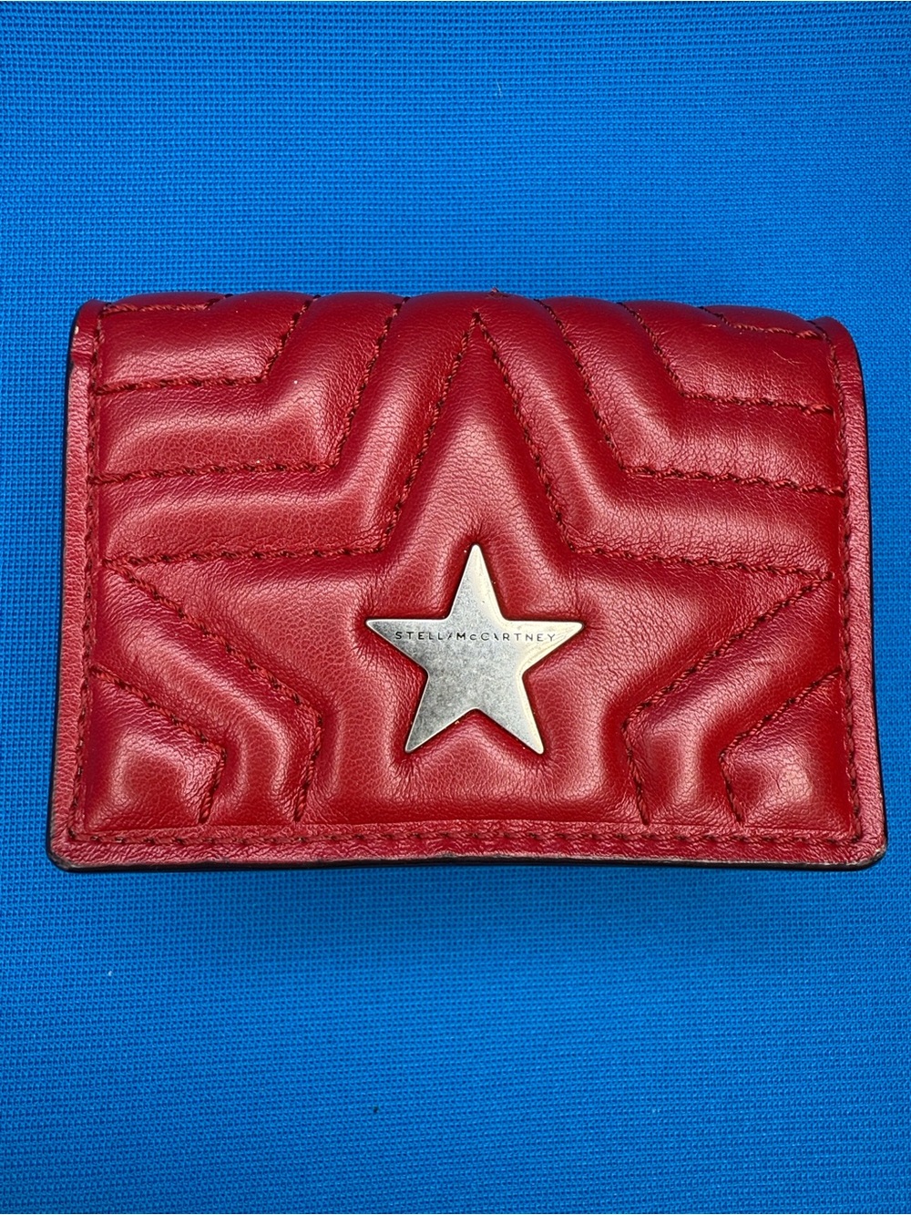 STELLA MCCARTNEY HARD TO FIND ~ RED QUILTED STAR LOGO MINI WALLET MADE IN ITALY